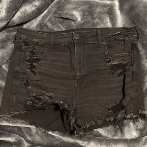 American Eagle Outfitters Black Ripped Jean Shorts
